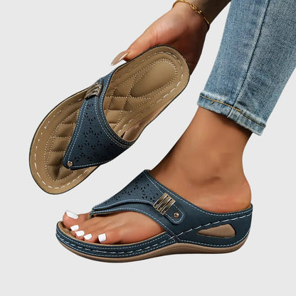 Florence | Cutout Upper Wedge-Heel Comfort Thong Sandals