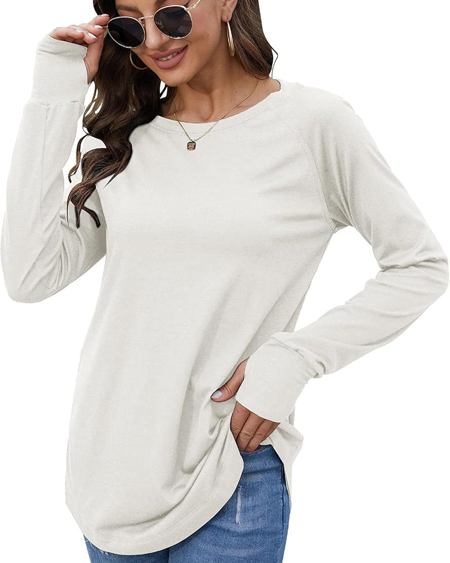 Women's Long Sleeve Tunic Top With Thumbhole Cuffs