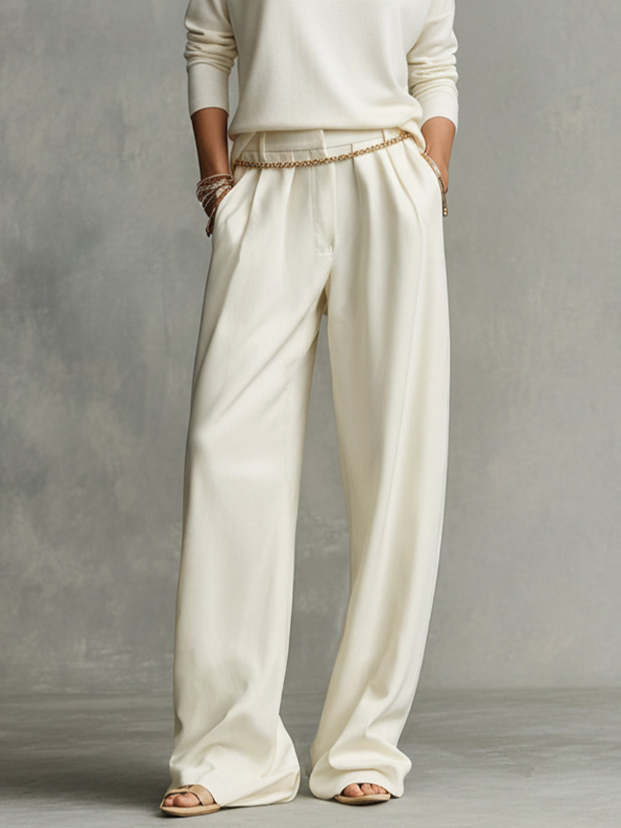 Women's Ivory Oversized Knit Turtleneck Top