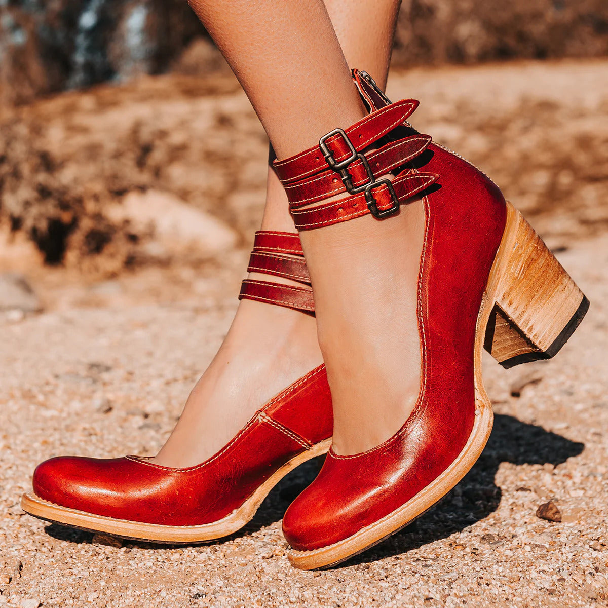 Miranda | Cushioned Triple-Buckle Block-Heel Sandals