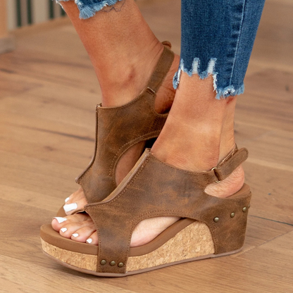 Yasmin | Open Toe Stylish Platform Wedge-Heel Sandals