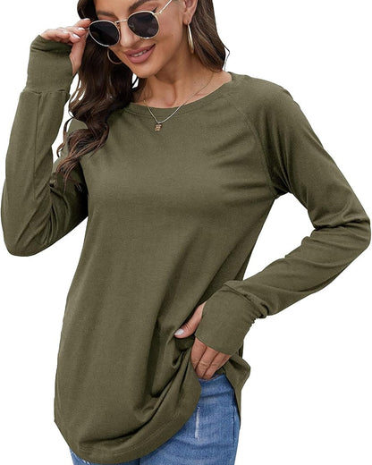 Women's Long Sleeve Tunic Top With Thumbhole Cuffs