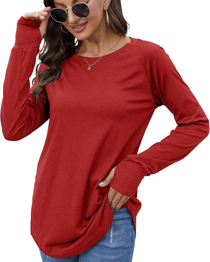 Women's Long Sleeve Tunic Top With Thumbhole Cuffs