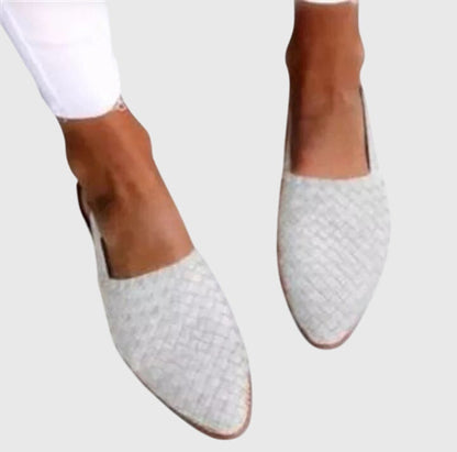 Marie | Woven Pointed Toe Flat Cushioned Comfort Sandals