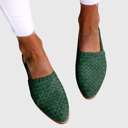 Marie | Woven Pointed Toe Flat Cushioned Comfort Sandals