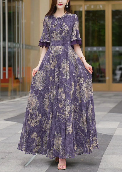 Anna | Botanical Print Ruffle Sleeve Maxi Summer Dress