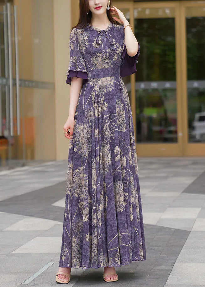 Anna | Botanical Print Ruffle Sleeve Maxi Summer Dress