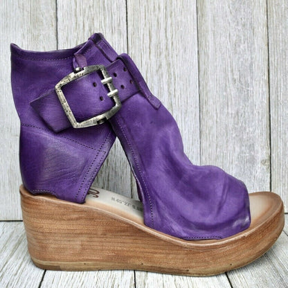 Finley | Double Buckle Platform Wedge-Heel Sandals