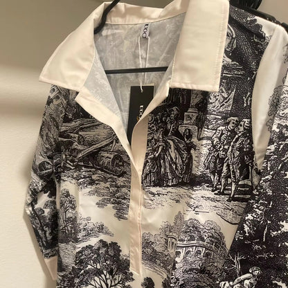 Vivienne | Vintage Toile Print Mini Tunic Dress
