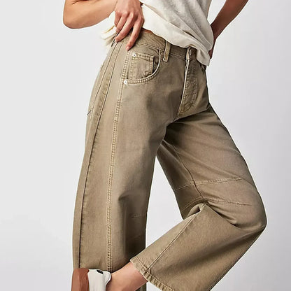 Maren | Washed Brown Barrel Leg Baggy Jeans