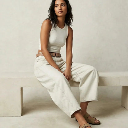 Maren | Washed Brown Barrel Leg Baggy Jeans