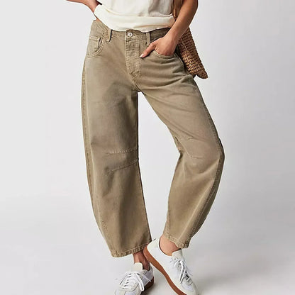 Maren | Washed Brown Barrel Leg Baggy Jeans