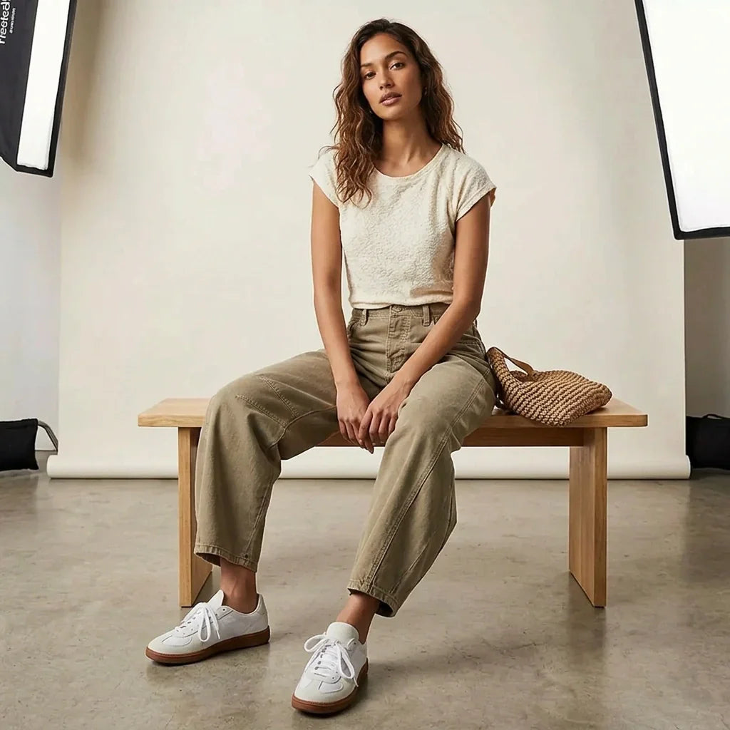 Maren | Washed Brown Barrel Leg Baggy Jeans