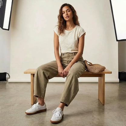 Maren | Washed Brown Barrel Leg Baggy Jeans