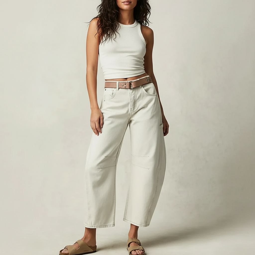 Maren | Washed Brown Barrel Leg Baggy Jeans