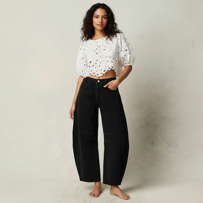 Maren | Washed Brown Barrel Leg Baggy Jeans