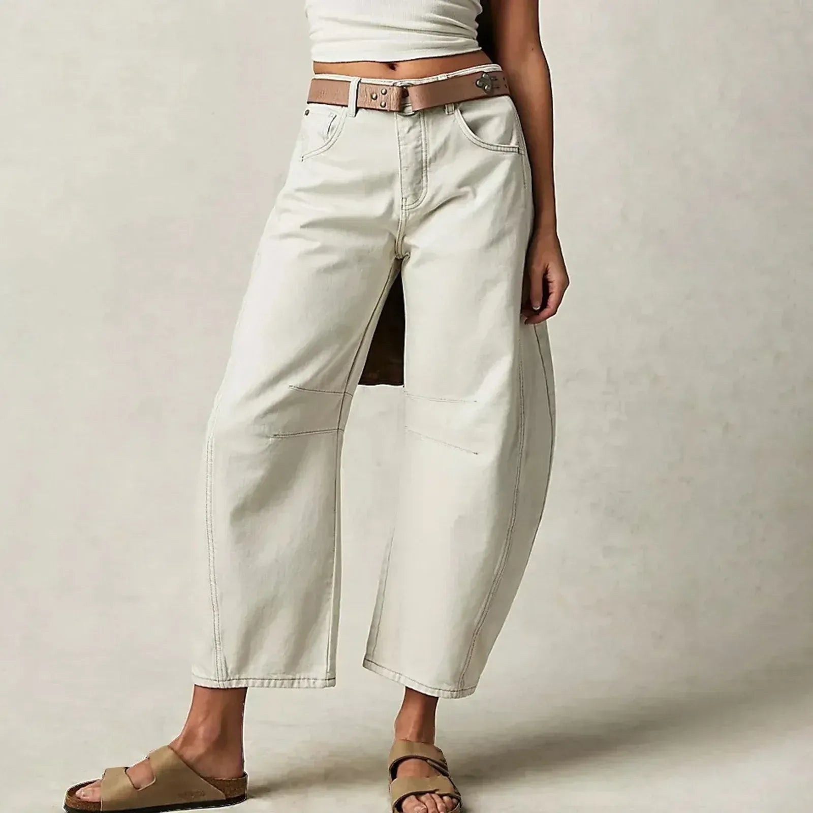Maren | Washed Brown Barrel Leg Baggy Jeans