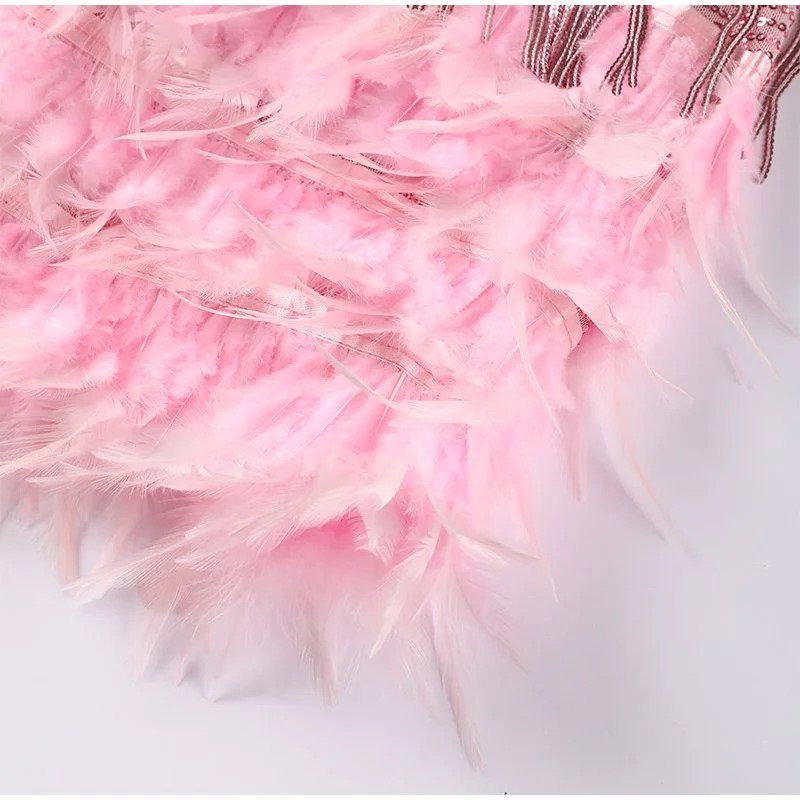 Jade | Feather Trim Bodycon Mini Cocktail Dress