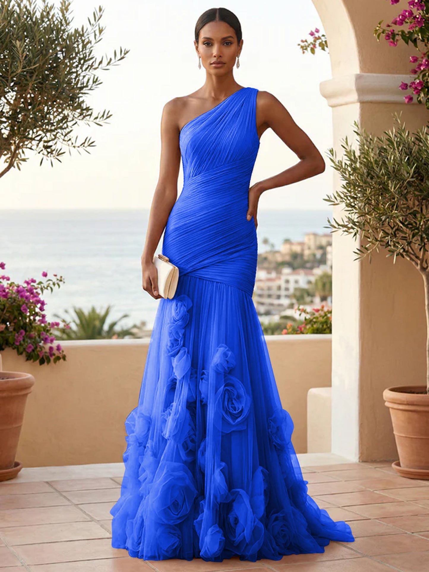 Eden | One Shoulder Floral Tulle Mermaid Bridesmaid Dress