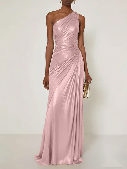 Luxe | One Shoulder Silk Ruffle Maxi Formal Bridesmaid Dress