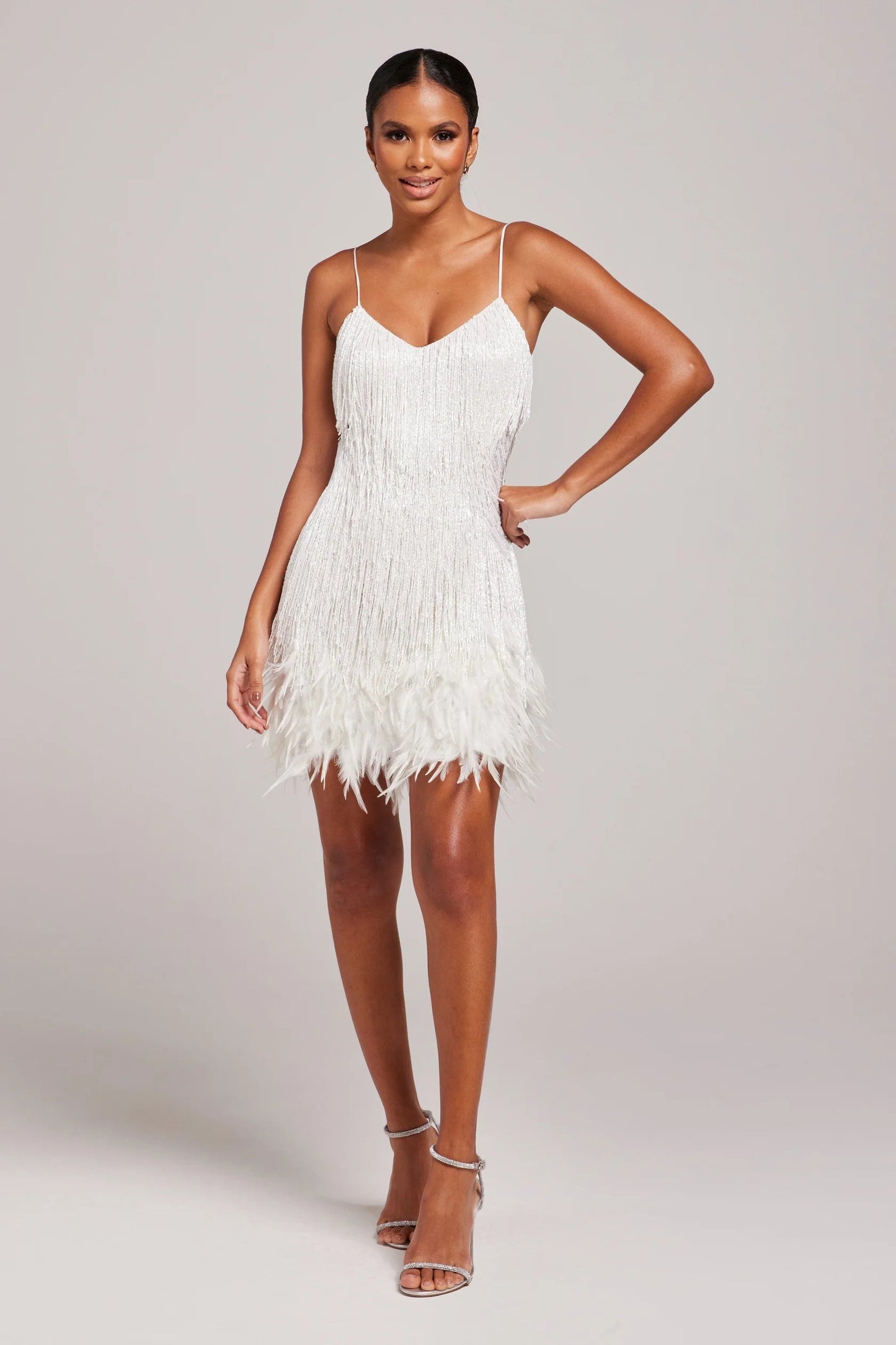 Margaret | Luxury Fringe Feather Cocktail Mini Dress