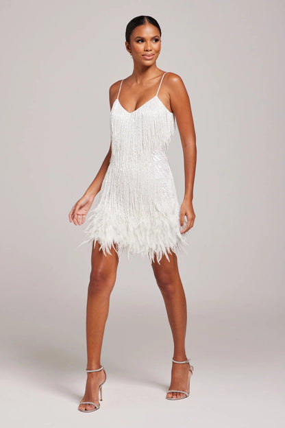Margaret | Luxury Fringe Feather Cocktail Mini Dress