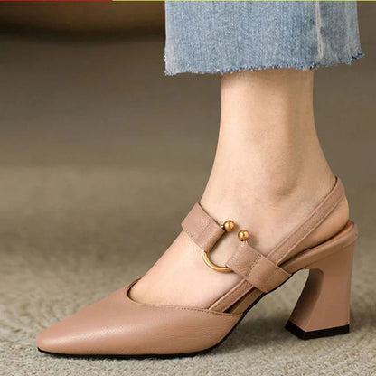Roxanne | Pointed Toe Sling-Back Block Heels