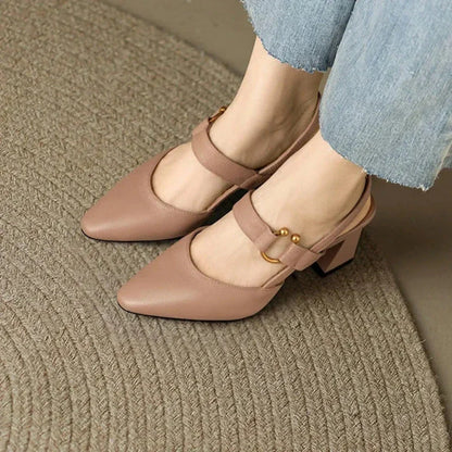 Roxanne | Pointed Toe Sling-Back Block Heels