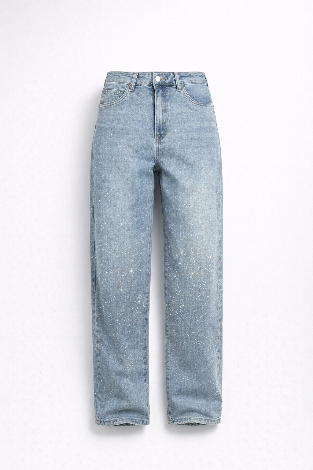 Seraphina | Crystal Embellished High Waisted Straight Leg Jeans