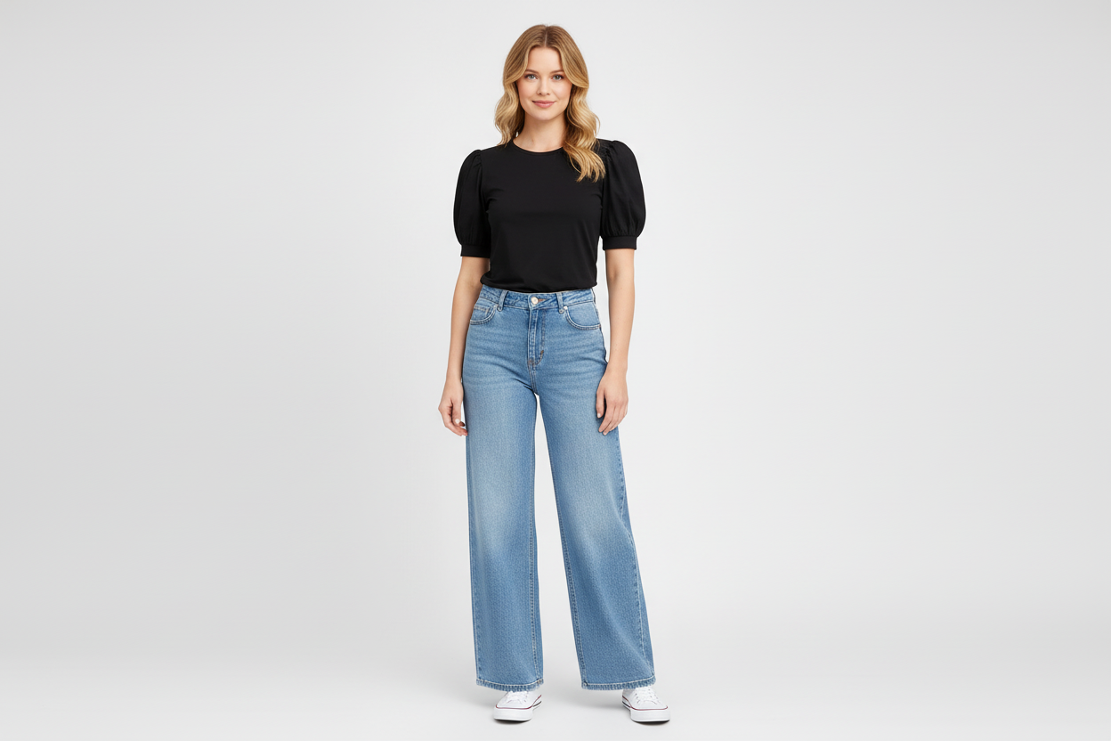 Beatrix | Light Wash High Waisted Wide Leg Jeans