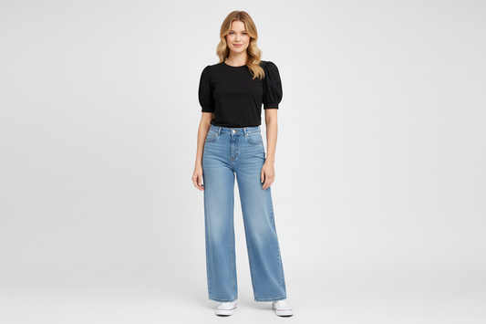 Beatrix | Light Wash High Waisted Wide Leg Jeans