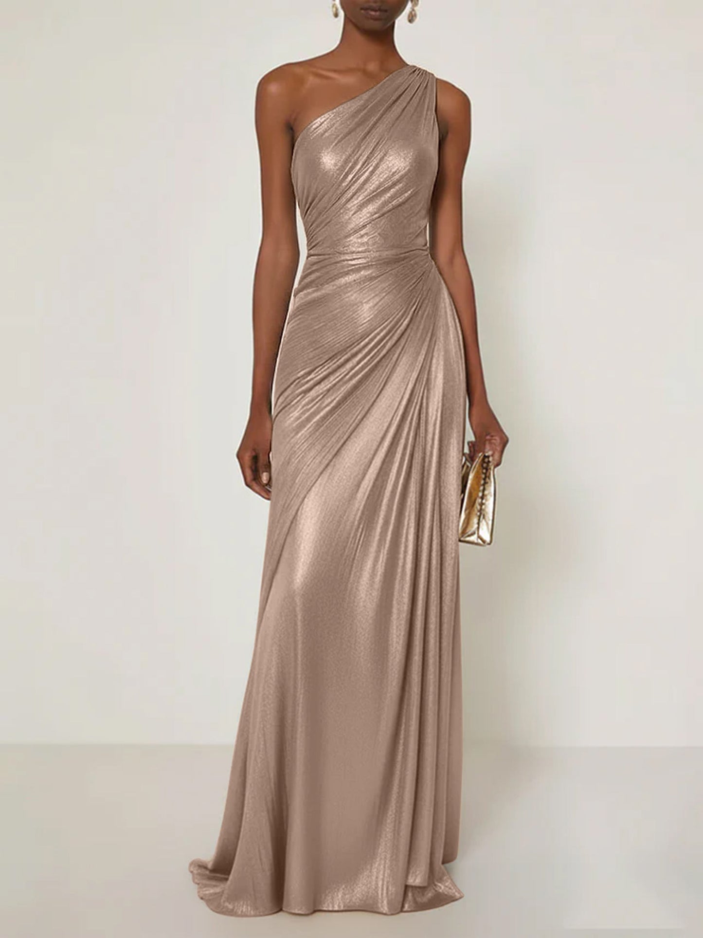 Luxe | One Shoulder Silk Ruffle Maxi Formal Bridesmaid Dress