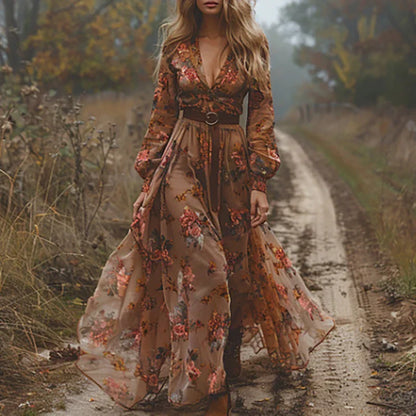 Daphne | Floral Embroidered Boho Maxi Dress