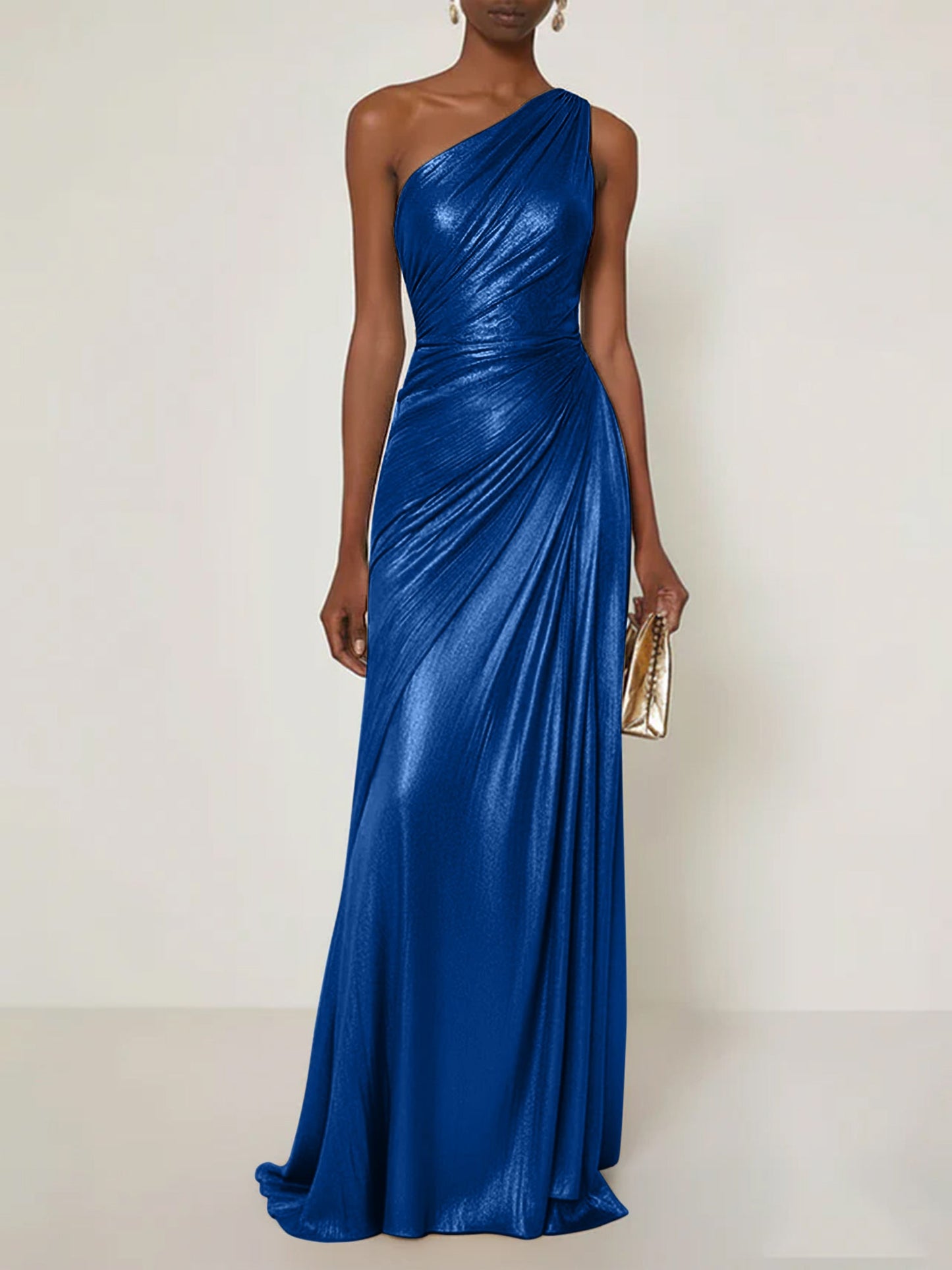 Luxe | One Shoulder Silk Ruffle Maxi Formal Bridesmaid Dress