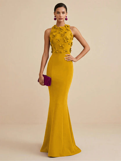 Fucia | High Neck Floral Mermaid Formal Bridesmaid Dress