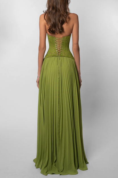 Sophia | Lace Boned Corset Halter Wedding Guest Maxi Dress