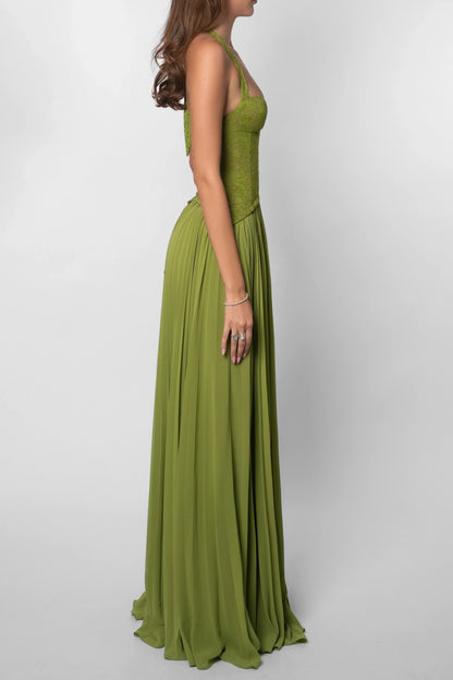 Sophia | Lace Boned Corset Halter Wedding Guest Maxi Dress