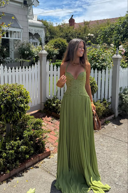 Sophia | Lace Boned Corset Halter Wedding Guest Maxi Dress