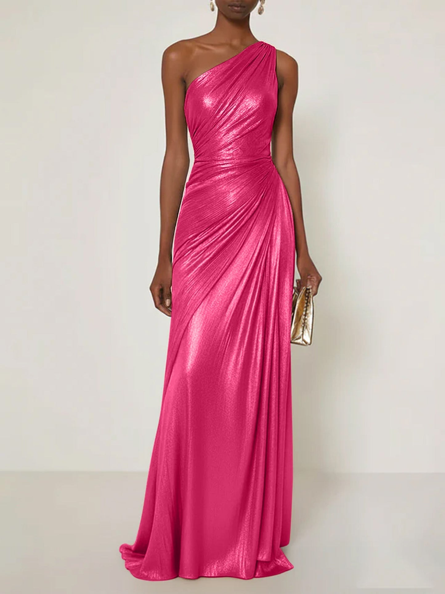 Luxe | One Shoulder Silk Ruffle Maxi Formal Bridesmaid Dress