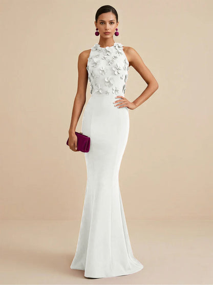 Fucia | High Neck Floral Mermaid Formal Bridesmaid Dress