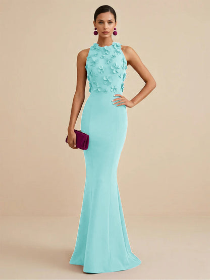 Fucia | High Neck Floral Mermaid Formal Bridesmaid Dress