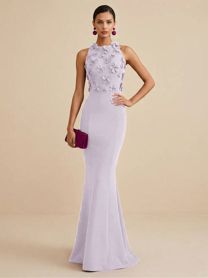 Fucia | High Neck Floral Mermaid Formal Bridesmaid Dress