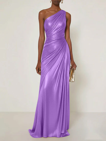 Luxe | One Shoulder Silk Ruffle Maxi Formal Bridesmaid Dress