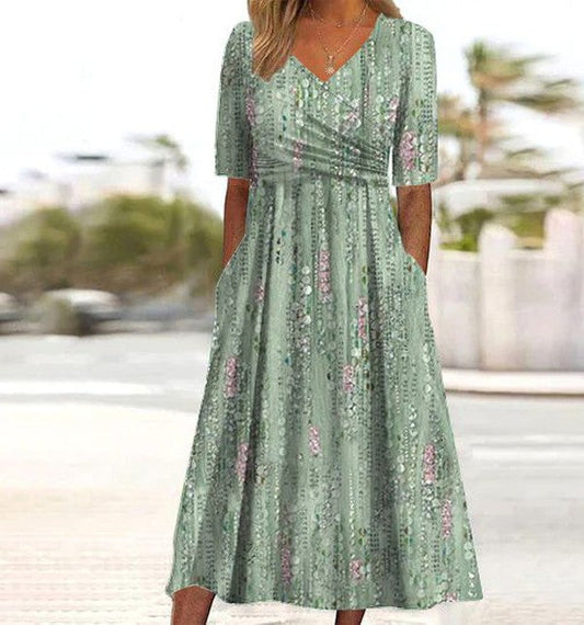 Joanna | Botanical Print Wrap Spring Midi Dress