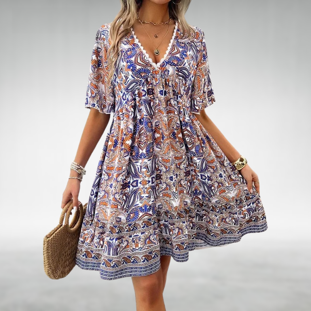 Susie Lace Trim V Neck Bohemian Sundress