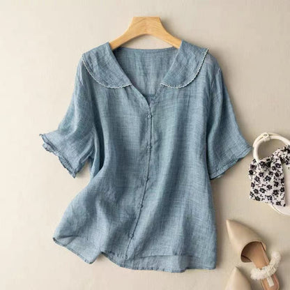 Kendra | Vintage Short-Sleeve Button Down Blouse