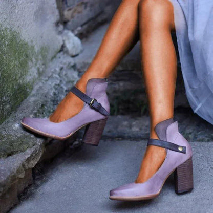 Zoey | Two Tone Ankle-Strap Mary Jane Block Heels