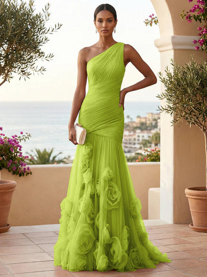 Eden | One Shoulder Floral Tulle Mermaid Bridesmaid Dress