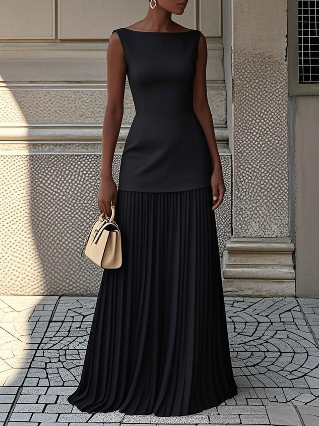 Avery | Bateau Neck Spring Wedding-Guest Maxi Dress