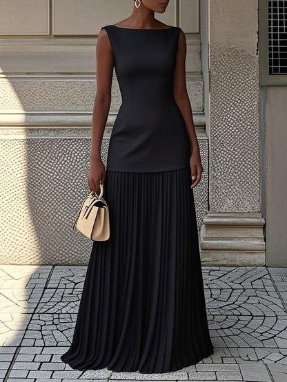 Avery | Bateau Neck Spring Wedding-Guest Maxi Dress